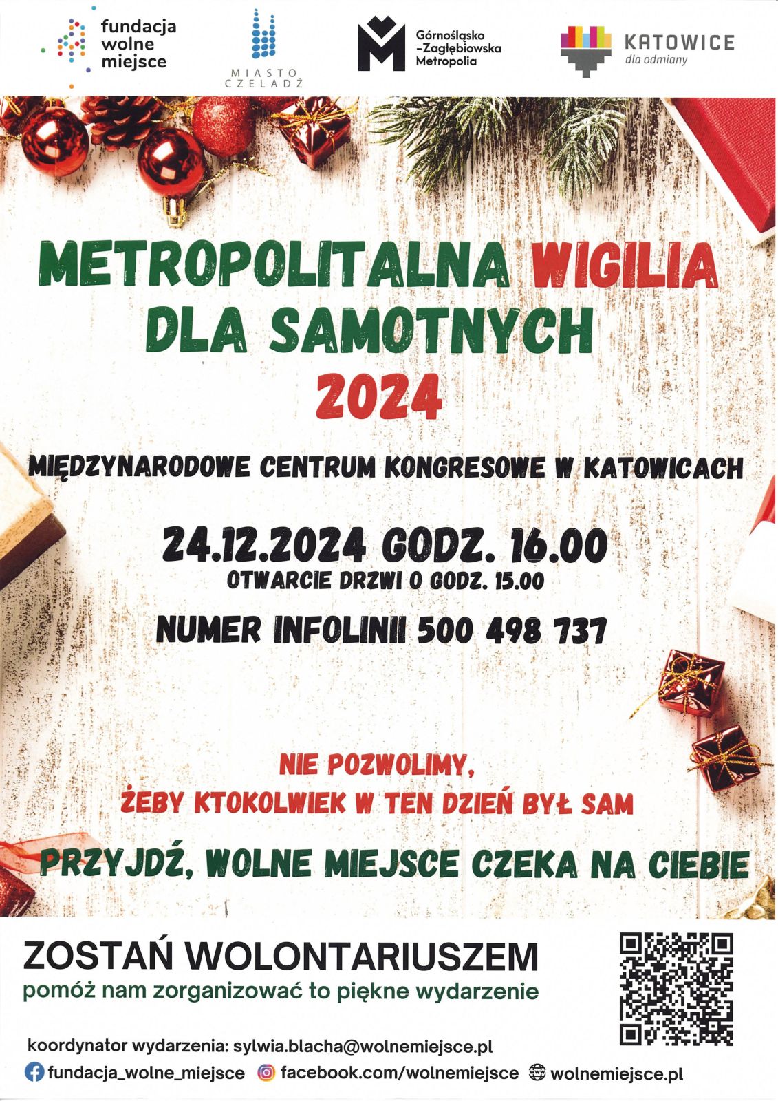 Plakat - METROPOLITAlNA WIGILIA DLA SAMOTNYCH 2024